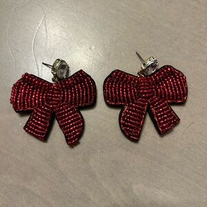 BaubleBar Red Beaded Bow Earrings